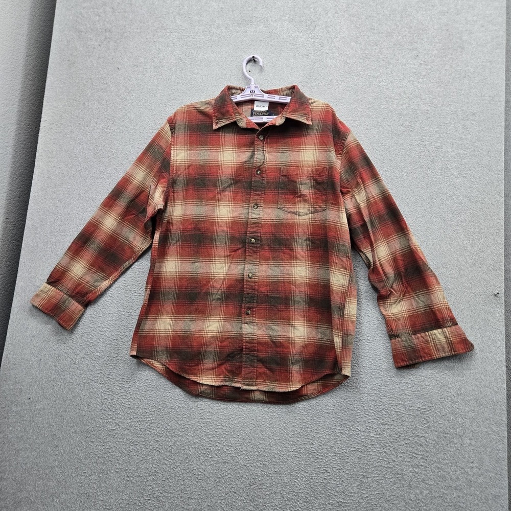Pendleton Men‎ Button Up Shirt L Red Plaid Flannel Mason Shirt